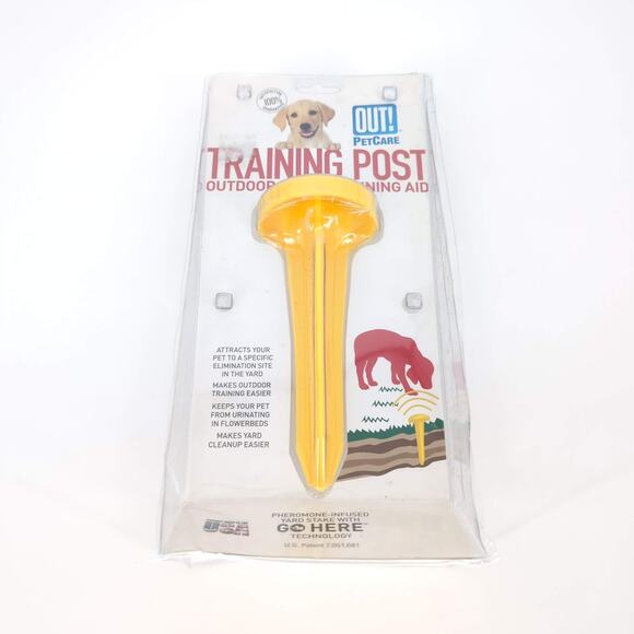 Out! PetCare Yellow Puppy/Dog Training Post Outdoor Potty Training Aid- New READ - Picture 2 of 15